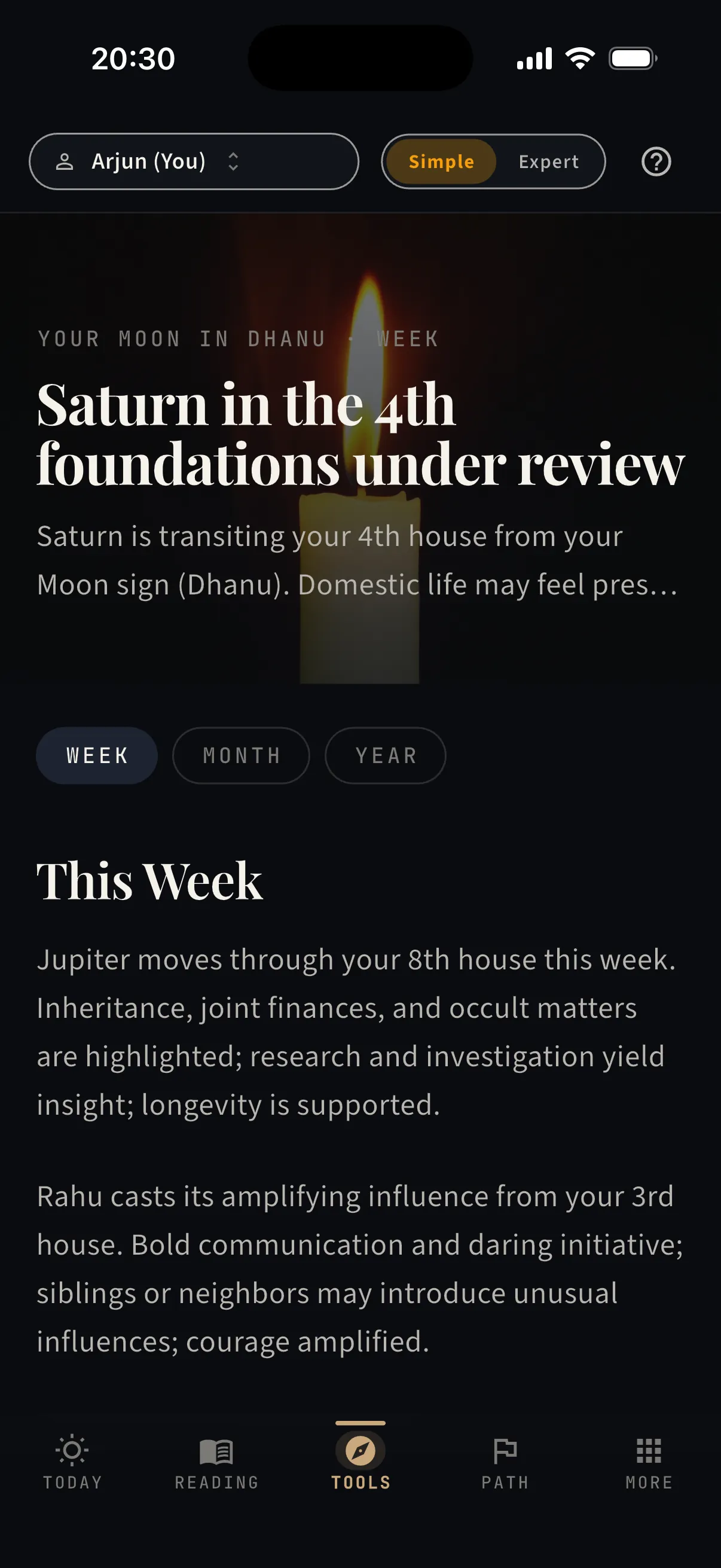 Horoscope — your week, month, and year — real capture from the app