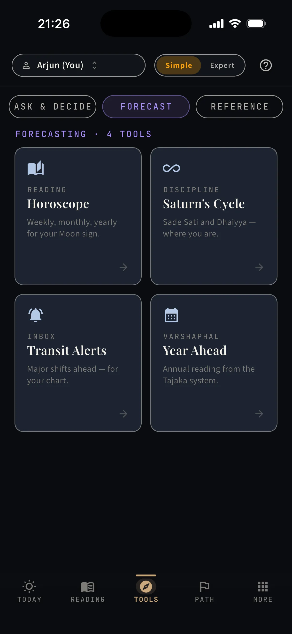 The Forecast shelf — real capture from the app